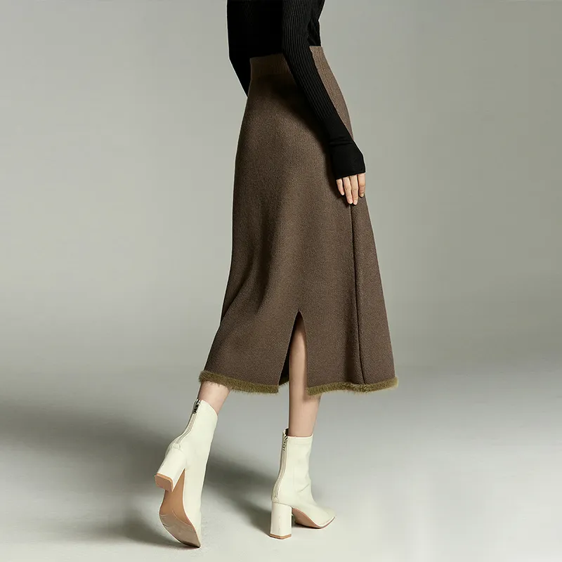 Initial Language Knit Long Skirts Women's-5
