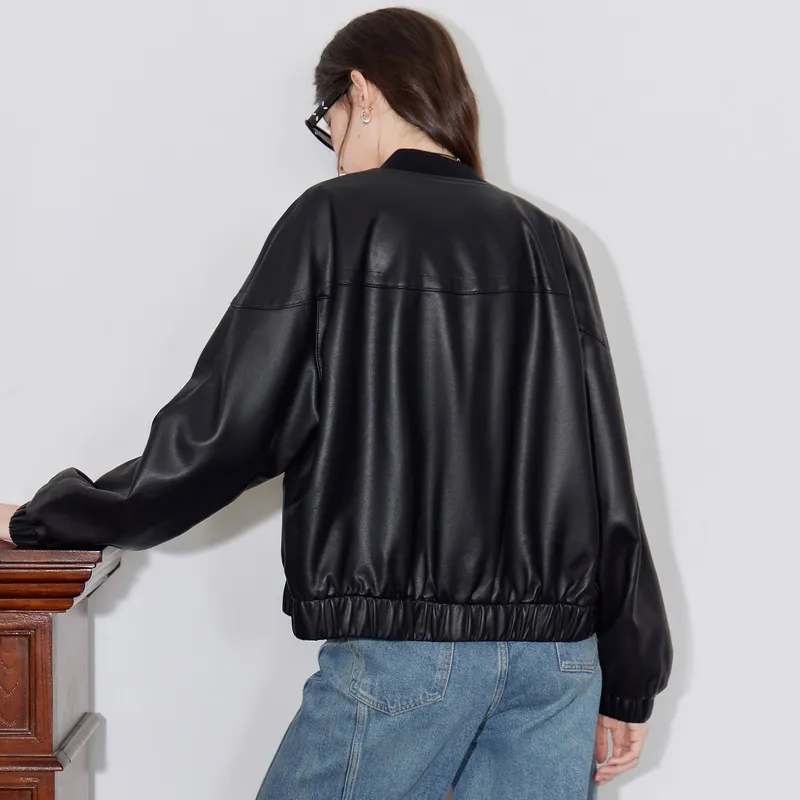 Initial Language Leather Jacket Women's-1