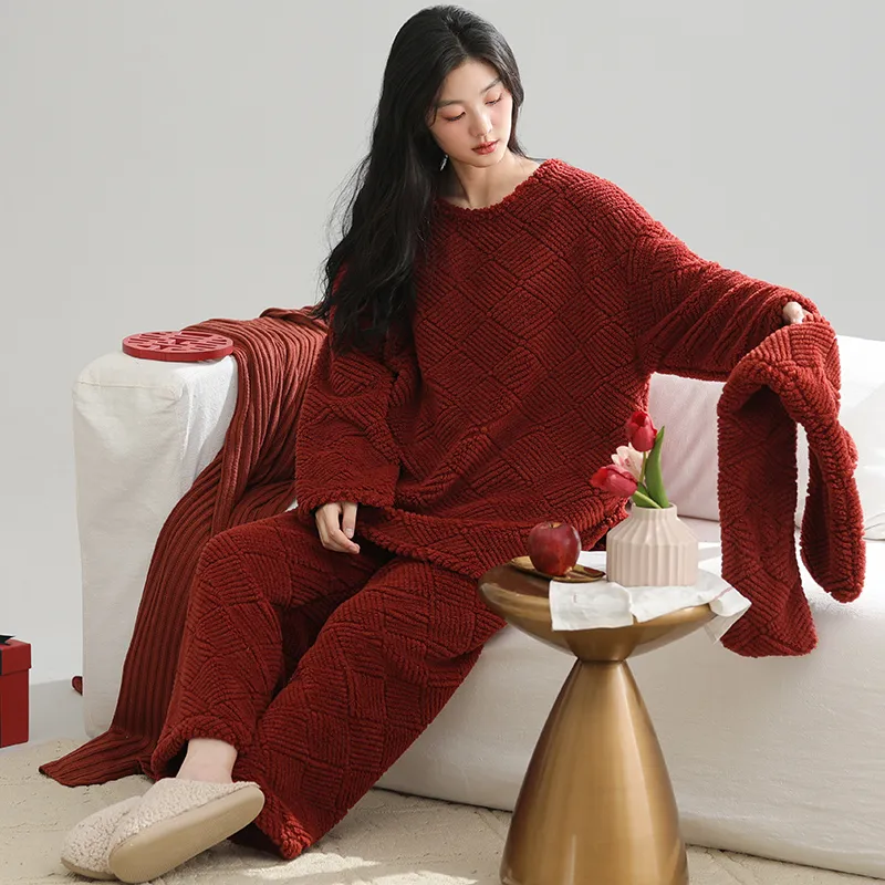 DanceBees Pajama Set Women's Red-3
