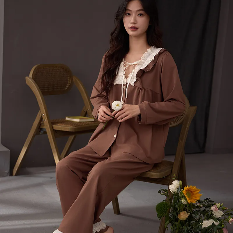 DanceBees Pajama Set Women's Brown-4