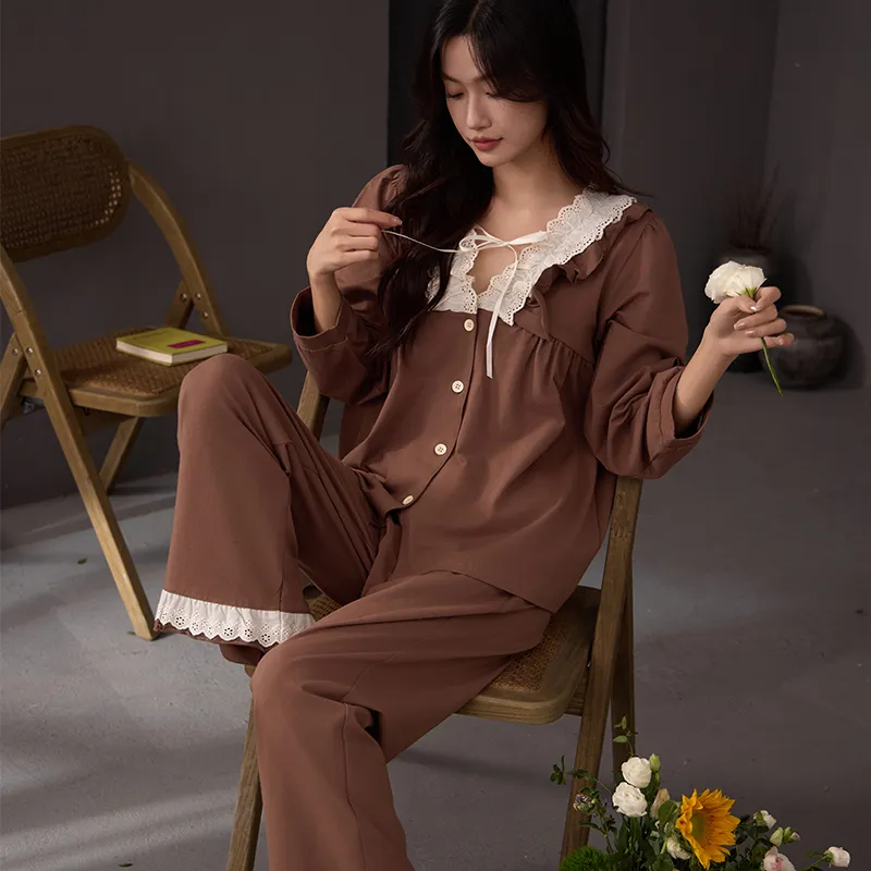 DanceBees Pajama Set Women's Brown-2