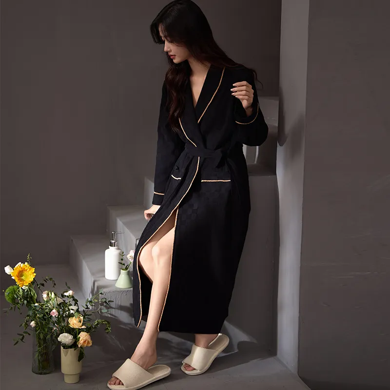 DanceBees Pajama Robe Women's Black-1