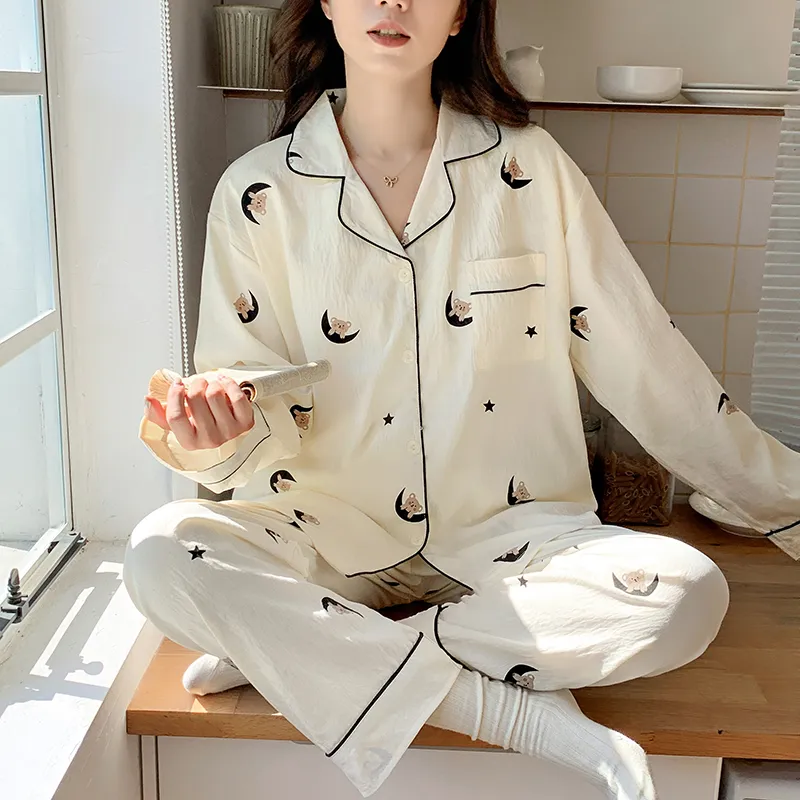 DanceBees Pajama Set Women's Milk White-2