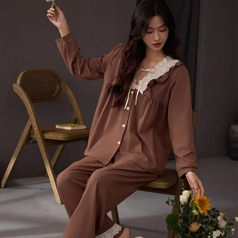DanceBees Pajama Set Women's Brown-1