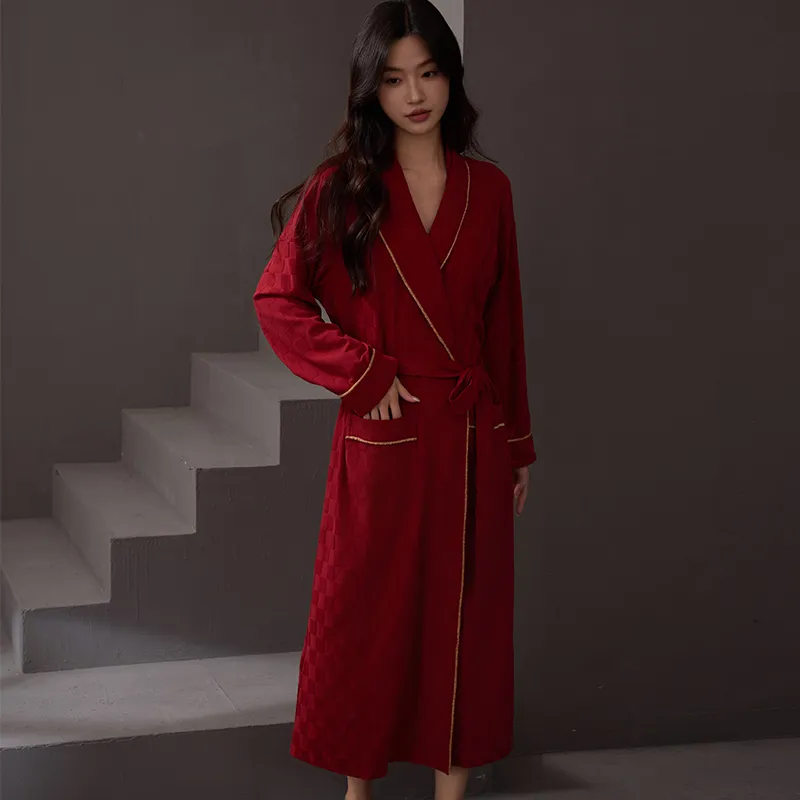 DanceBees Pajama Robe Women's Burgundy-4