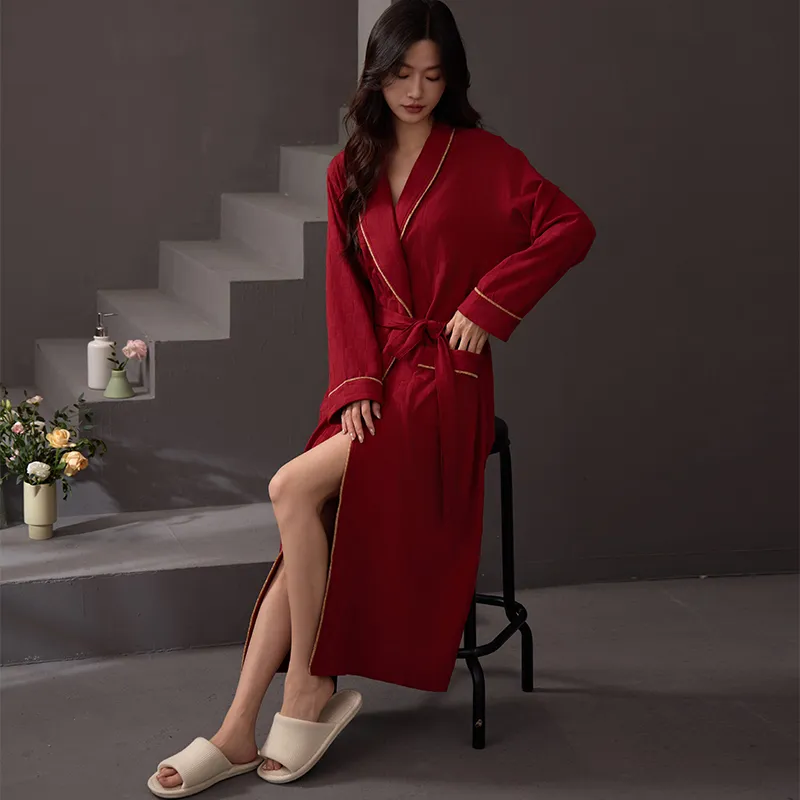 DanceBees Pajama Robe Women's Burgundy-2