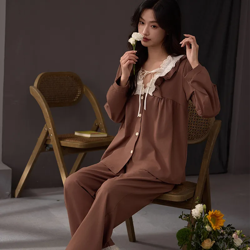 DanceBees Pajama Set Women's Brown-3