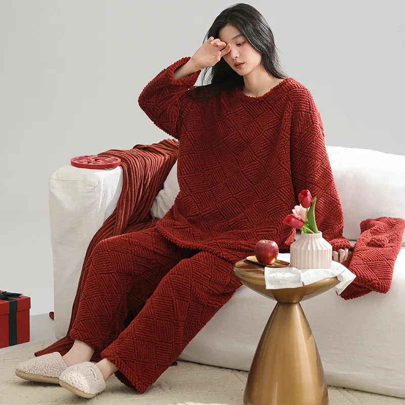 DanceBees Pajama Set Women's Red-2