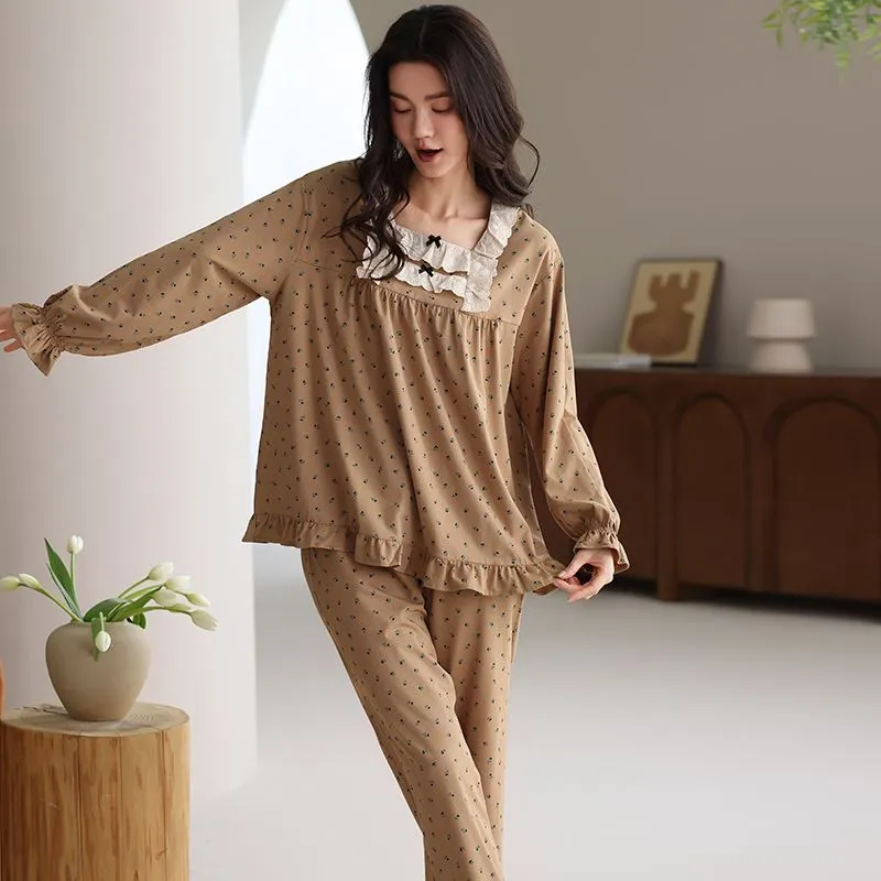 DanceBees Pajama Set Women's Brown-4