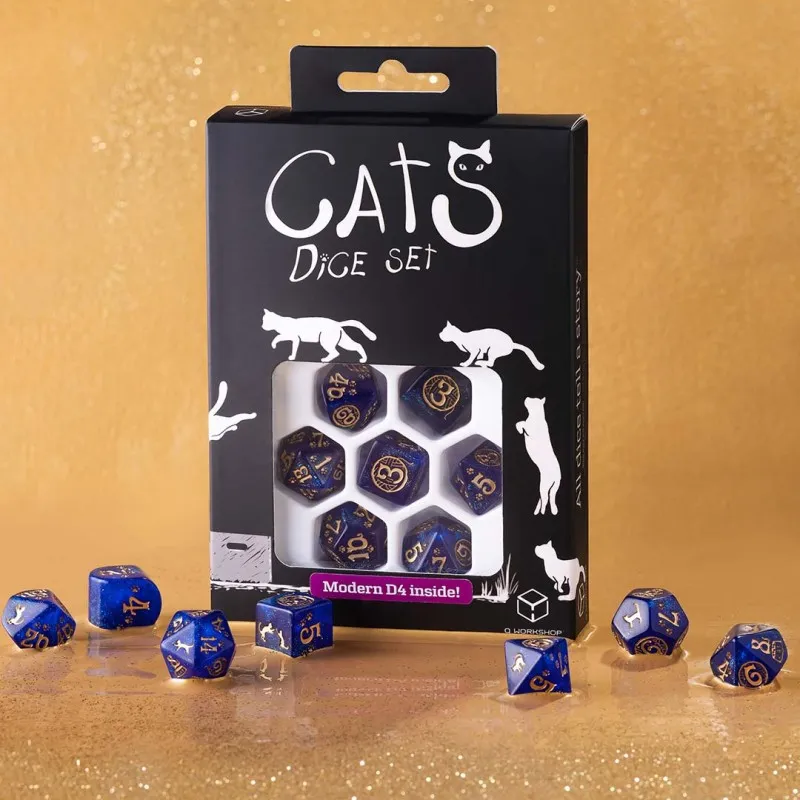 Q WORKSHOP CATS Modern Dice Set Meowster Board Games-2