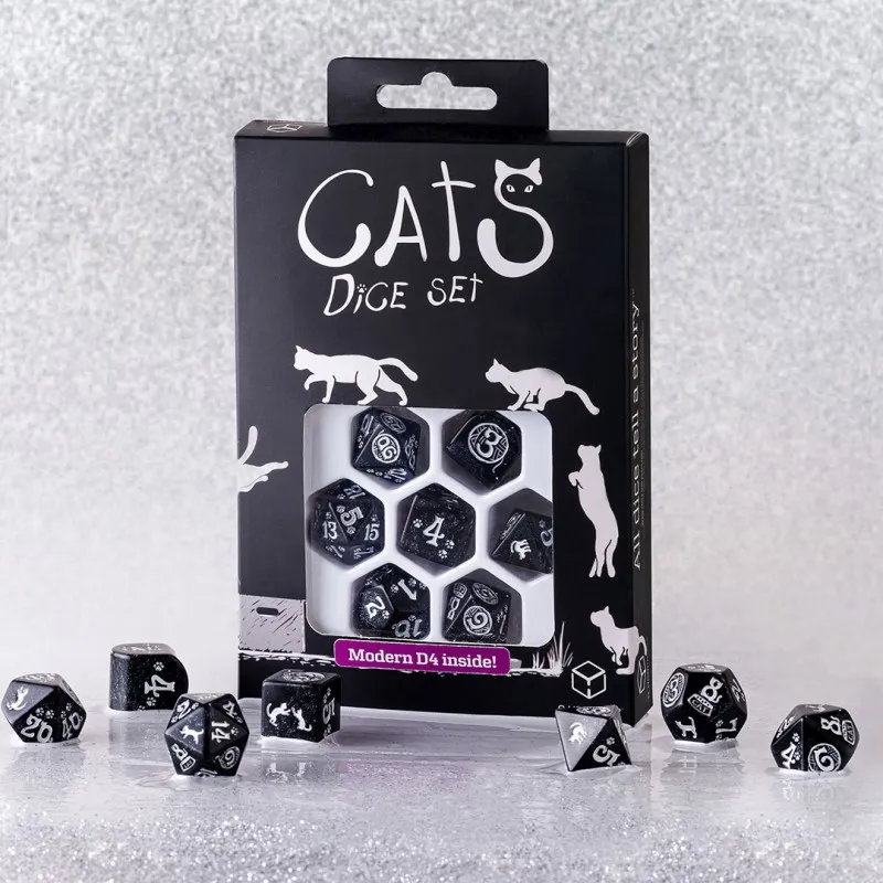 Q WORKSHOP CATS Modern Dice Set Waffle Board Games-2
