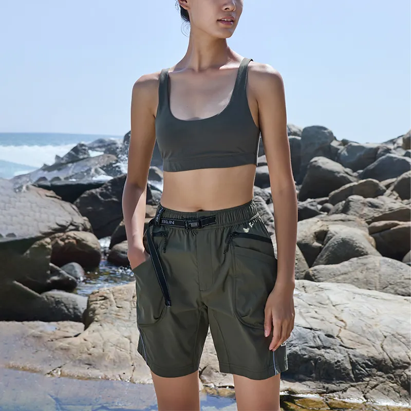 Bein Space Casual Shorts Women's Stone Moss Green-2