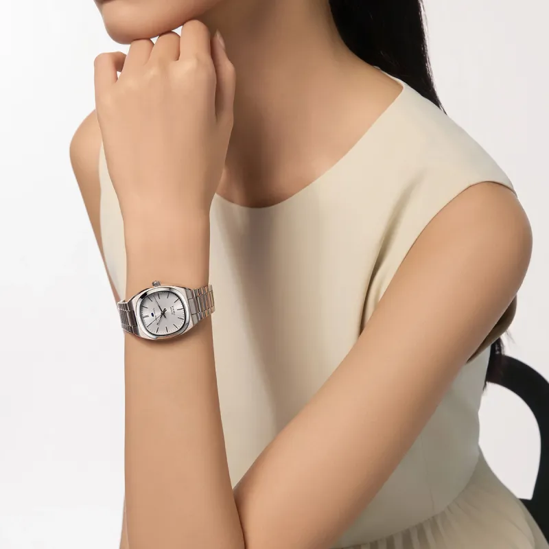 Sea Gull Zall Series Automatic Mechanical Movement Steel Strap Watch Unisex Silver Dial-3