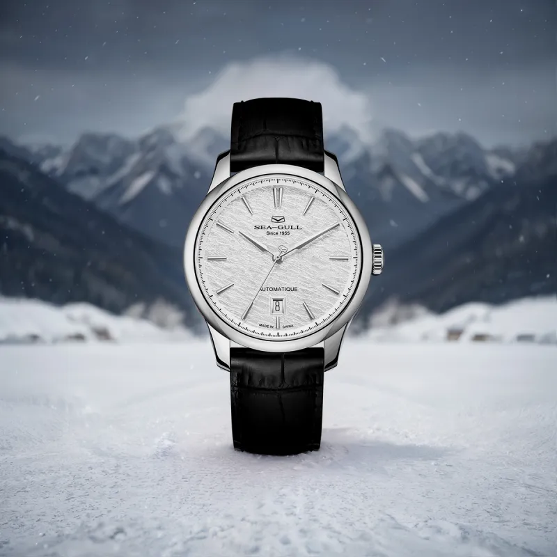 Sea Gull Superhuman Collection Automatic Mechanical Movement Genuine Leather Strap Watch Men's Watches White Dial-8