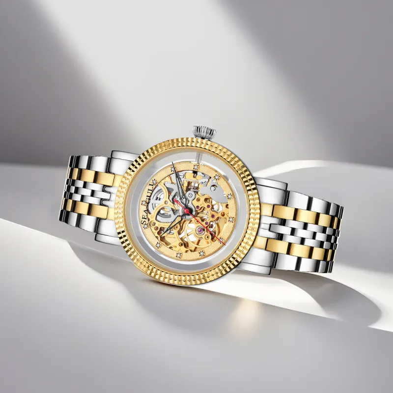 Sea Gull Automatic Mechanical Movement Steel Strap Watch Men's Watches Cut Out Dial-2