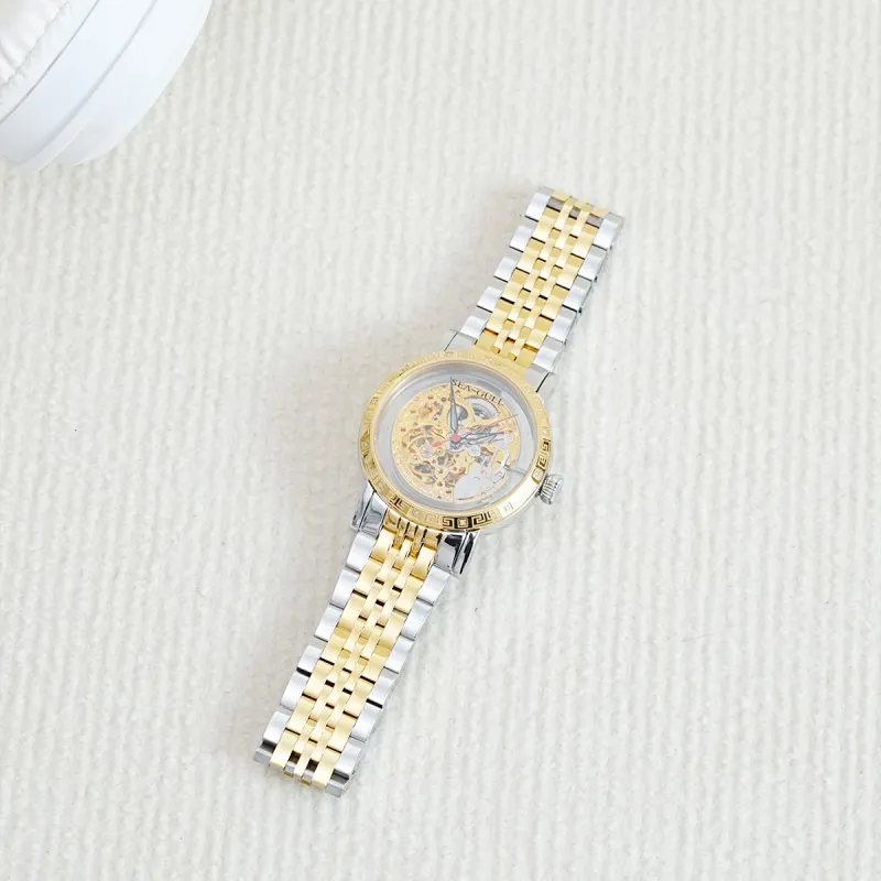 Sea Gull Automatic Mechanical Movement Steel Strap Watch Men's Watches Gold Dial-6