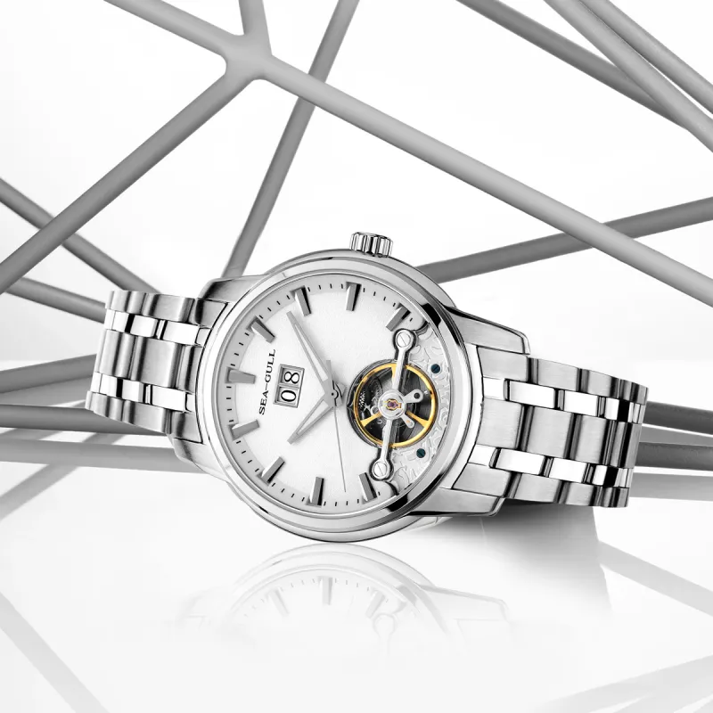 Sea Gull National Automatic Mechanical Movement Steel Strap Watch Men's Watches White Dial-7