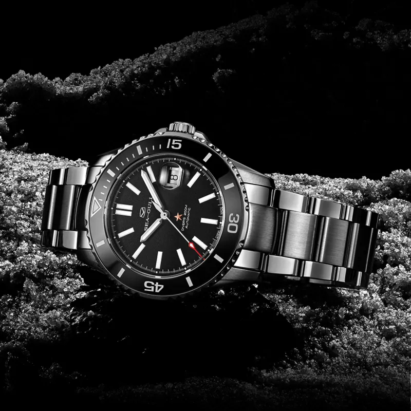 Sea Gull Ocean Automatic Mechanical Movement Steel Strap Watch Men's Watches Black Dial-5