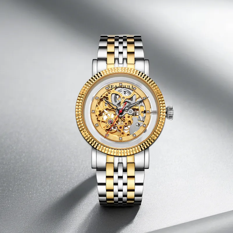Sea Gull Automatic Mechanical Movement Steel Strap Watch Men's Watches Cut Out Dial-3