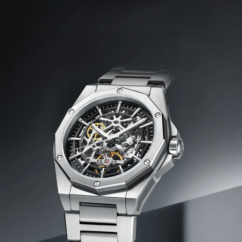 Sea Gull Edge Collection Automatic Mechanical Movement Stainless Steel Watchband Watch Men's Watches Black Dial-4