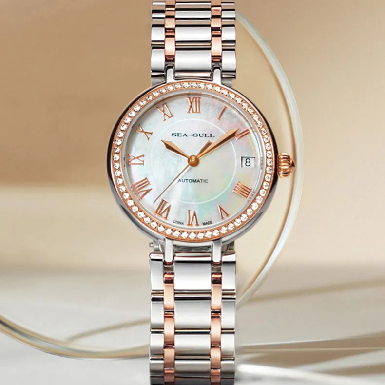 Sea Gull MASTER Automatic Mechanical Movement Steel Strap Watch Women's Watch Mother of Pearl Color Watch Dial-6