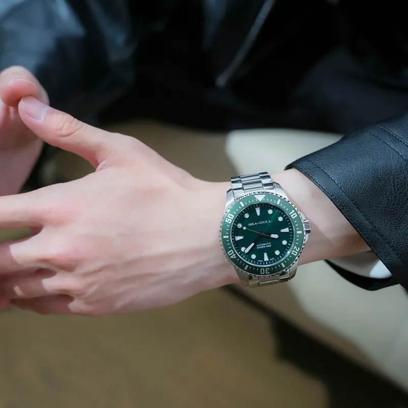 Sea Gull Ocean Series Automatic Mechanical Movement Steel Strap Watch Men's Watches Green Dial-7