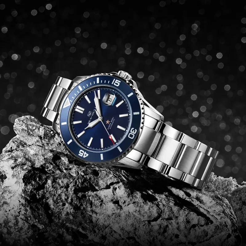 Sea Gull Ocean Series Automatic Mechanical Movement Steel Strap Watch Men's Watches Blue Dial-6