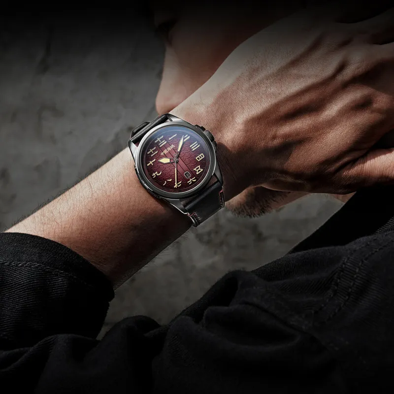 Sea Gull Automatic Mechanical Movement Genuine Leather Strap Watch Men's Watches Red Watch Dial 819.57.1058H-6
