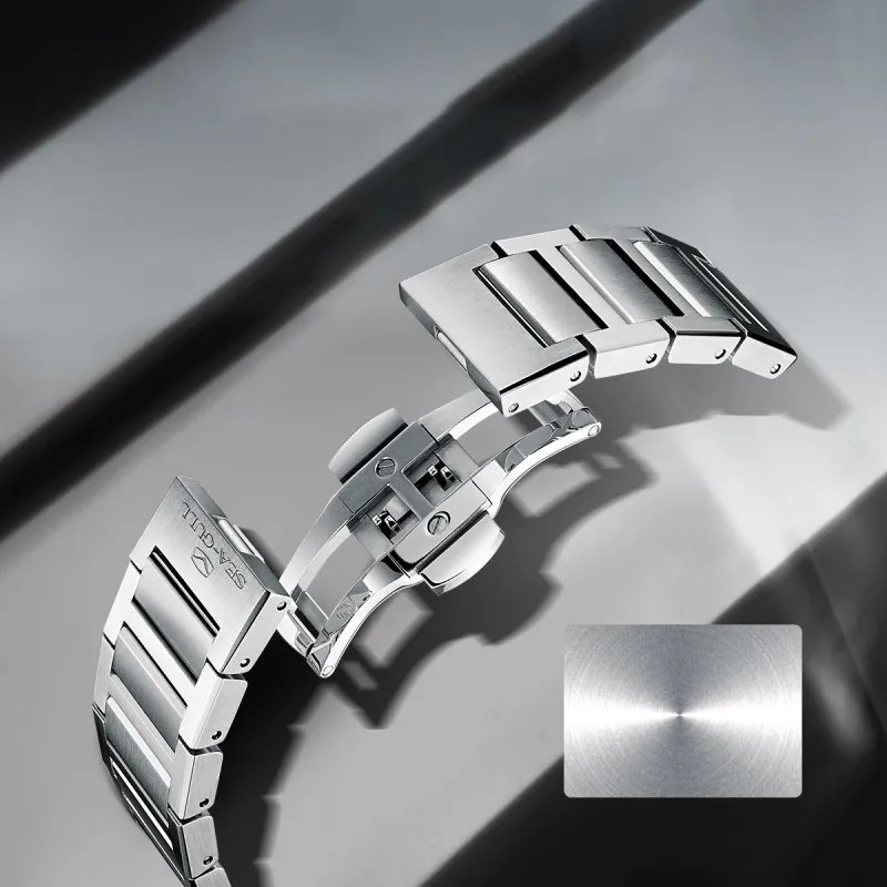 Sea Gull Edge Collection Automatic Mechanical Movement Stainless Steel Watchband Watch Men's Watches Black Dial-5