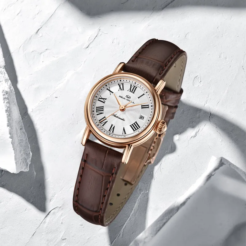 Sea Gull National Gull Xiao Linglong Automatic Mechanical Movement Genuine Leather Strap Watch Women's Watch White Dial-4
