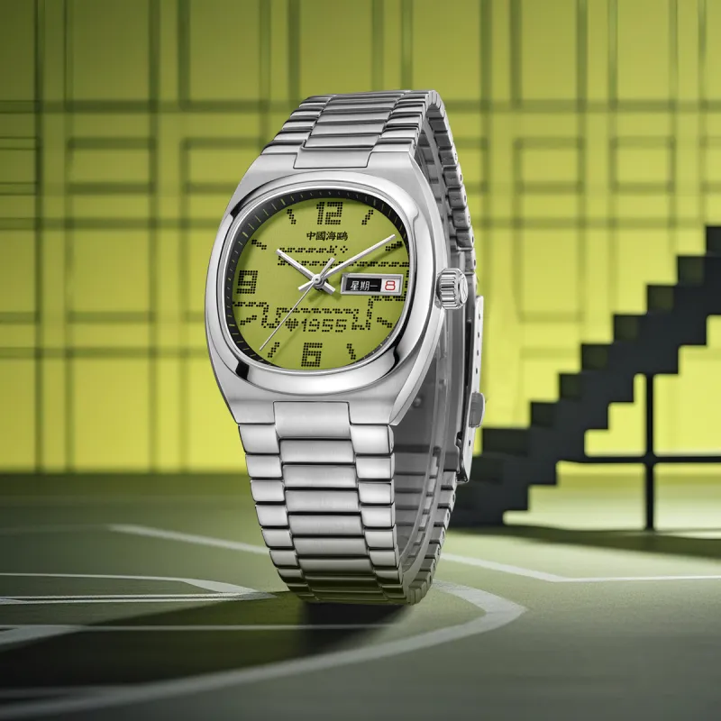 Sea Gull Retro TV Snake Special Edition Automatic Mechanical Movement Stainless Steel Watchband Watch Unisex Green Dial-5