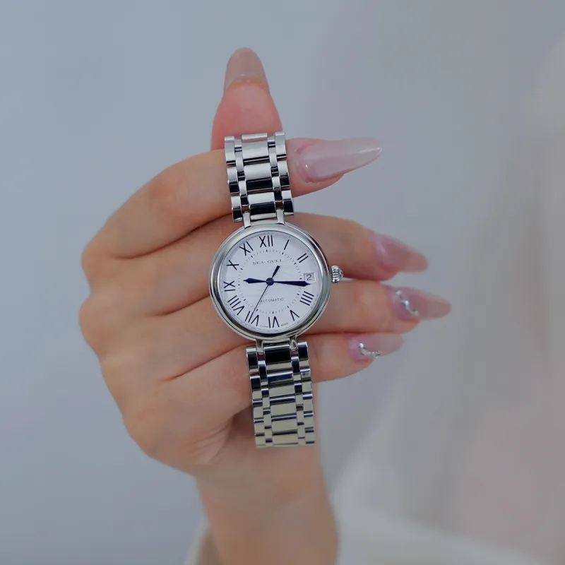 Sea Gull Automatic Mechanical Movement Steel Strap Watch Women's Watch White Dial-9