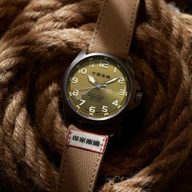 Sea Gull Automatic Mechanical Movement Canvas Strap Watch Men's Watches Yellow Watch Dial-3