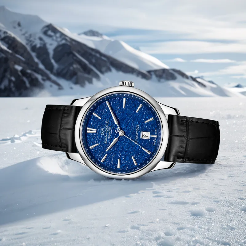 Sea Gull Superhuman Collection Automatic Mechanical Movement Genuine Leather Strap Watch Men's Watches White Dial-17