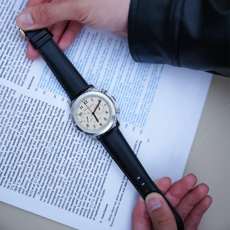 Sea Gull Pilot Collection Automatic Mechanical Movement Cow Leather Strap Watch Men's Watches White Dial-6