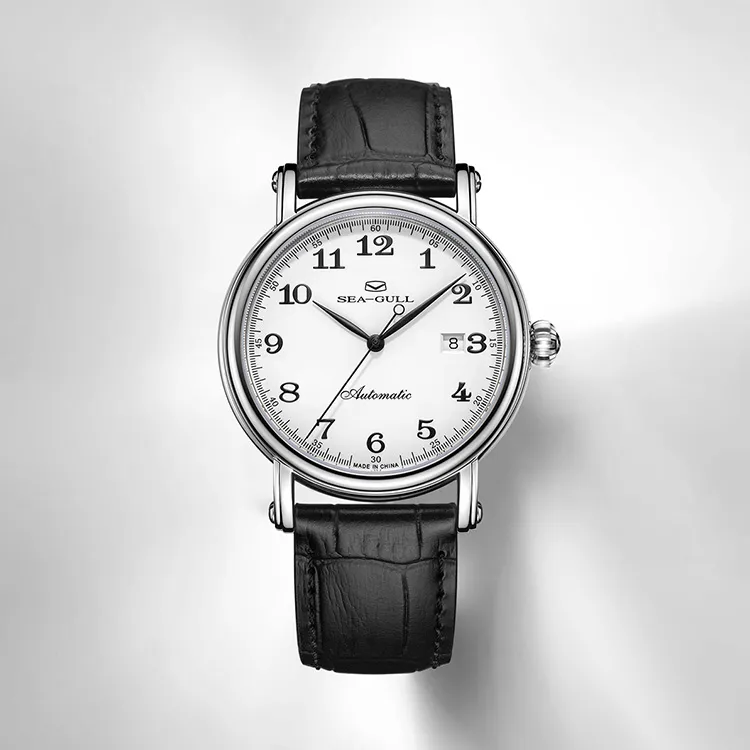 Sea Gull Automatic Mechanical Movement Cow Leather Strap Watch Men's Watches White Dial-4