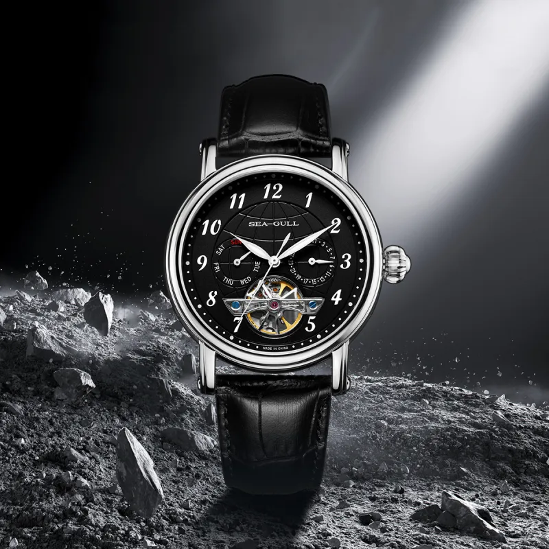 Sea Gull LE BRASSUS Automatic Mechanical Movement Genuine Leather Strap Watch Men's Watches White Dial-15