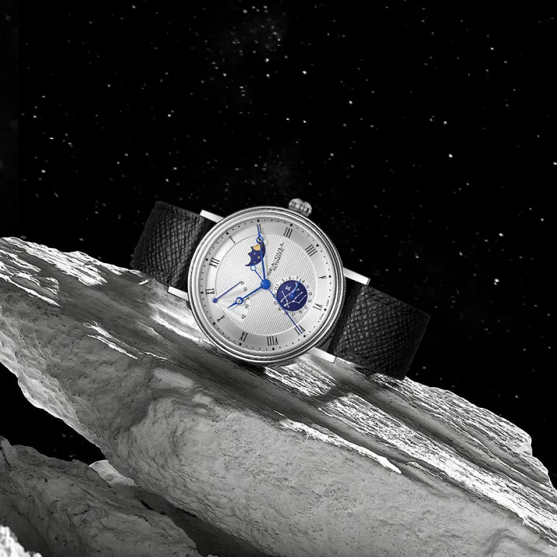 Sea Gull Automatic Mechanical Movement Genuine Leather Strap Watch Men's Watches Silver Dial-1