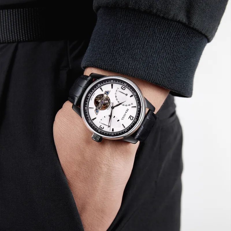 Sea Gull LE BRASSUS Automatic Mechanical Movement Watch Men's Watches Black Dial-27