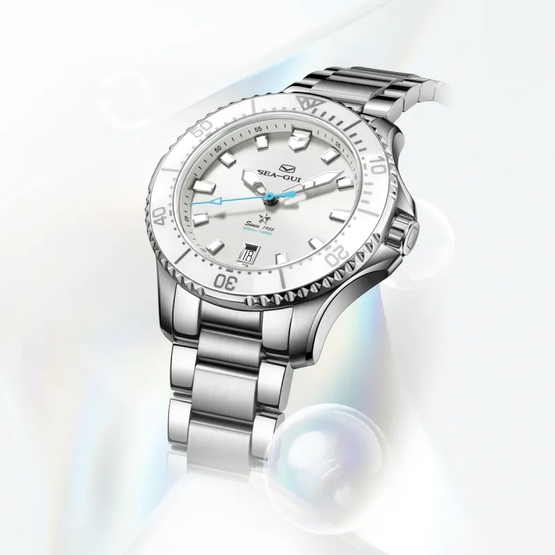 Sea Gull Ocean Automatic Mechanical Movement Steel Strap Watch Women's Watch White Dial-7
