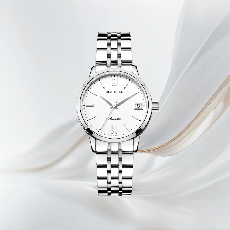 Sea Gull National Automatic Mechanical Movement Steel Strap Watch Women's Watch White Dial-4