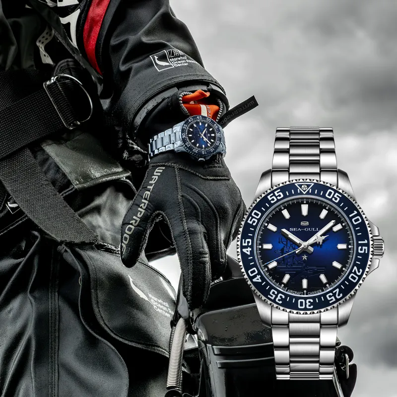 Sea Gull Ocean Automatic Mechanical Movement Steel Strap Watch Men's Watches Blue Dial-1