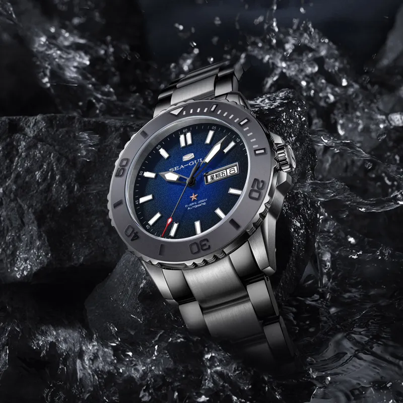 Sea Gull Ocean Automatic Mechanical Movement Stainless Steel Watchband Watch Men's Watches Blue Dial-6