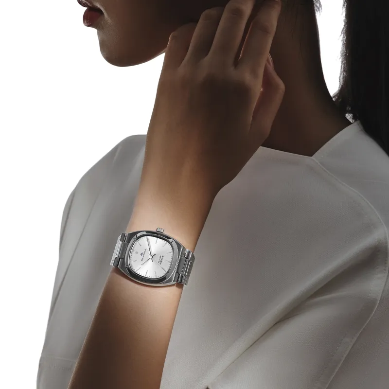 Sea Gull Zall Series Automatic Mechanical Movement Steel Strap Watch Unisex Silver Dial-6
