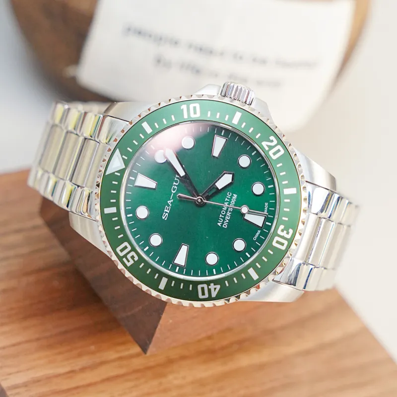 Sea Gull Ocean Series Automatic Mechanical Movement Steel Strap Watch Men's Watches Green Dial-10