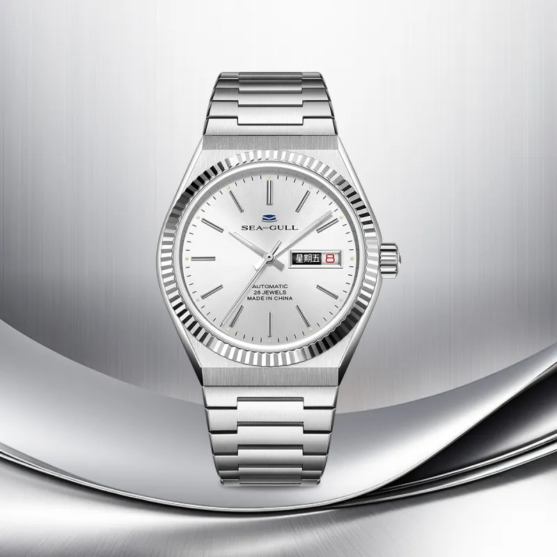 Sea Gull Automatic Mechanical Movement Stainless Steel Watchband Watch Men's Watches Silver Dial-4