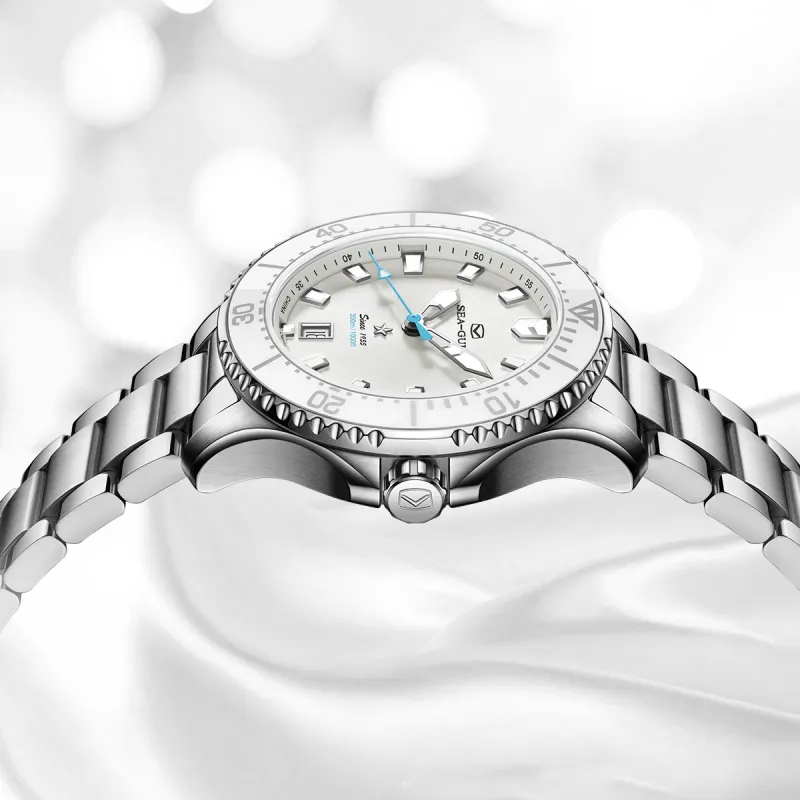 Sea Gull Ocean Automatic Mechanical Movement Steel Strap Watch Women's Watch White Dial-8