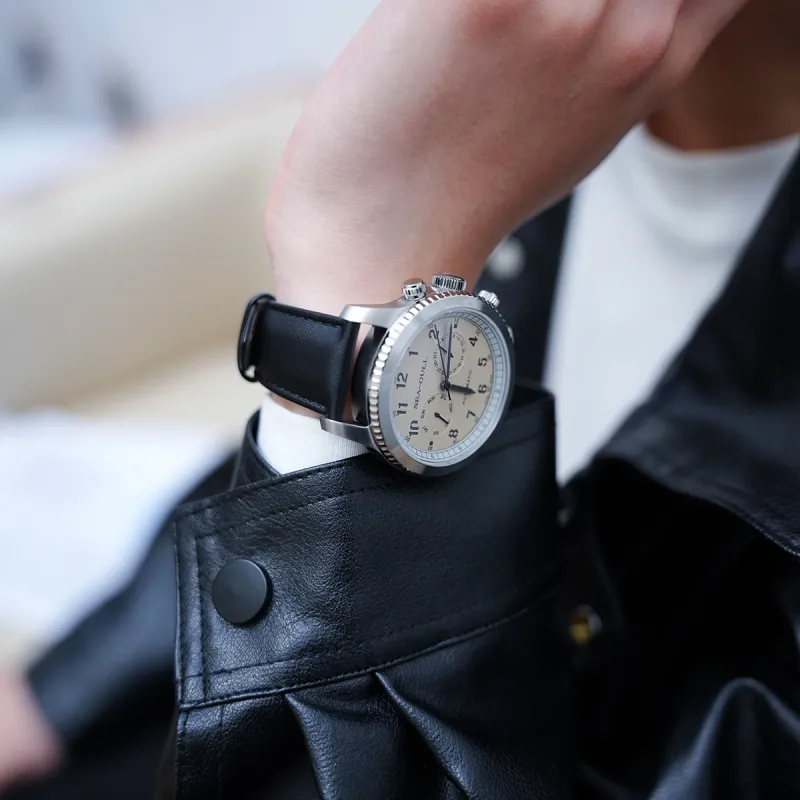 Sea Gull Pilot Collection Automatic Mechanical Movement Cow Leather Strap Watch Men's Watches White Dial-9