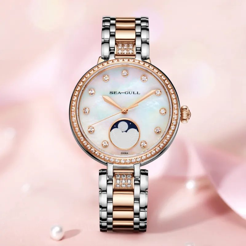 Sea Gull Automatic Mechanical Movement Steel Strap Watch Women's Watch Mother of Pearl Color Watch Dial-4