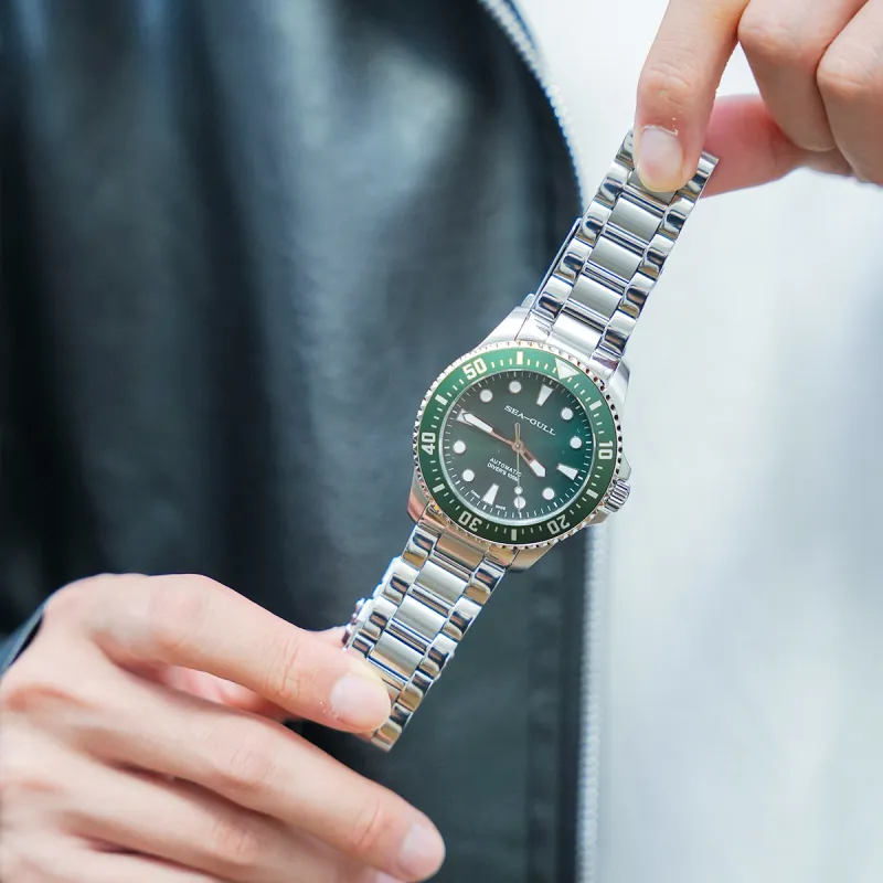 Sea Gull Ocean Series Automatic Mechanical Movement Steel Strap Watch Men's Watches Green Dial-8